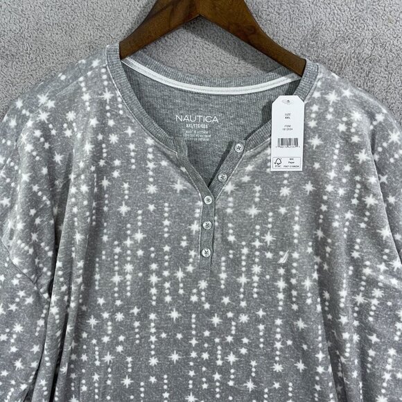 NEW Nautica Womens 2Pc Sleepwear Set XXL Gray Silky Stretch Fleece Pajama - Picture 4 of 9